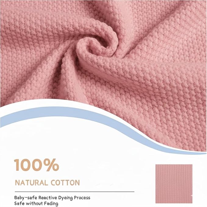 Baby Knit Blanket Soft Breathable Cotton Scallop Border Blankets Newborn Knitted Blanket Swaddle Blankets Gifts for Baby Newborn Toddler Shower Boy Girl New Mom Birthday Christmas RP 30x30