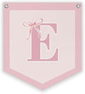 Lacama Initial Personalized Preppy Banner, Baby Girl Nursery Shower Decor Gifts, Coquette Pink Bow Teen Girl Gifts, Vintage Room Decor Toddler Room Bedroom Playroom Front Door Birthday Gift(E)