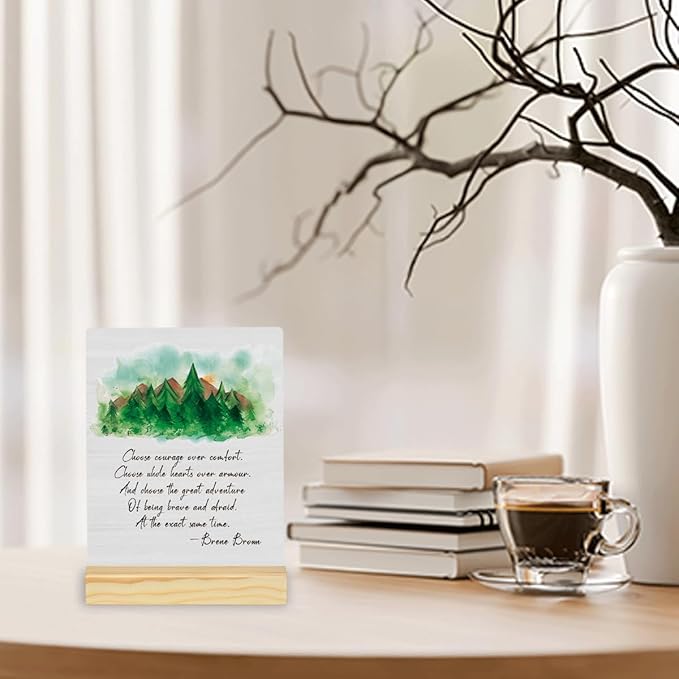 Inspirational Quote Wood Plaque Signs Motivational Quotes Choose Courage Over Comfort. Choose Whole Hearts Over Armour Psychology Recovery Watercolor Desk Decor Encourage planks2006