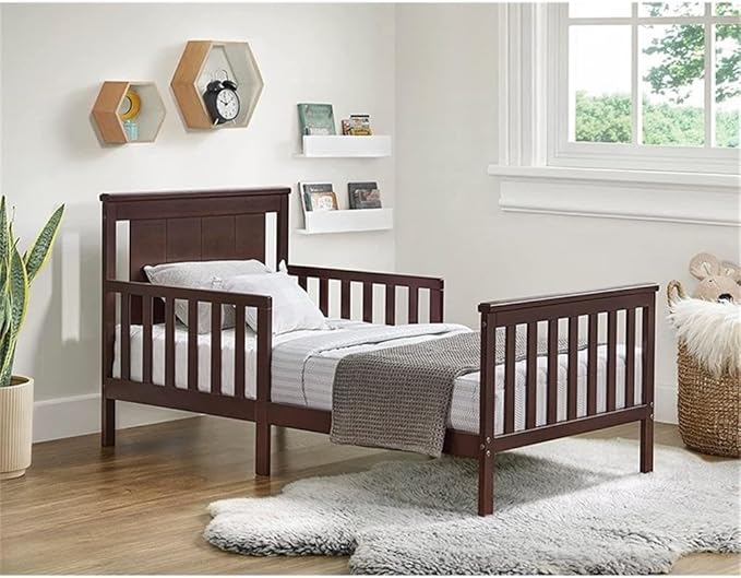 Pemberly Row Contemporary Wood Toddler Bed in Espresso Finish