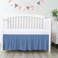 100% Egyptian Cotton, Nursery Crib Toddler (24" x 38" + 10") 800 Thread Count Crib Skirt Dust Ruffle, Bedding Skirts for Baby Boys or Girls, 10" Drop, Medium Blue Solid