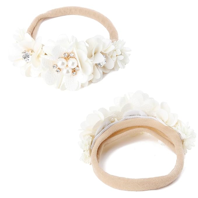 Baby Girl Headbands Nylon Flower Elastic Hairbands 3pcs Hair Accessories Gift for Newborn Infant Toddlers