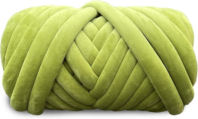 Velvet Chunky Yarn Bulky Giant Arm Knitting Ya rn, Super Soft Jumbo Tube Weight Y arn, Fluffy DIY Crochet Hand Making Washable Yar n for Blanket, Pet Bed, Rugs Pillow (2.2lb-Green)