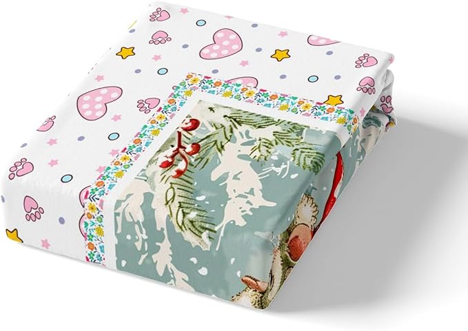 Feelyou Christmas Bedding Set Xmas Tree Snowflake Duvet Cover for Kids Boys Girls Cartoon Mouse Love Print Comforter Cover Cute Animal Bedspread Cover Bedroom Collection 2Pcs Toddler Size,No Comforter