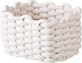 Small Storage Square Basket for Organizing, Cute Bedside Caddy for Little Items, Cotton Rope Woven Basket for Shelves, Bathroom, Dresser Top, Desk, Minimalist Chic Design for Nursery, Bedroom, Office