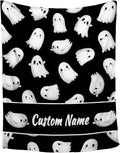 Custom Halloween Blanket | Personalized Ghost Blanket for Boys Girls | Plush Cozy Custom Name Blanket | Halloween Decor Personalized Gifts Name Blanket | 50"x60"-Teens/Travel Size