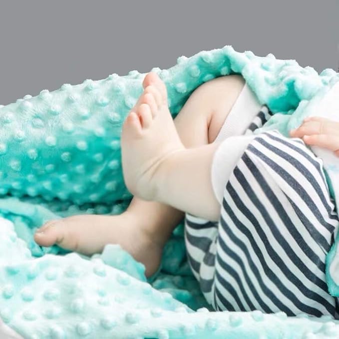 Soft Plush Minky Blanket for Boys & Girls - Double Layer with Dotted Backing, Toddler to Newborn - Shower Gifts (Green Dinosaur, 30 X 40 inches)