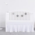 Crib Bed Skirt White for Girls Boys Pleated with Tassel Pompoms Dust Ruffled 14" Drop, Fit All Standard Crib Toddler Bed Skin-Friendly & Soft Machine Washable Nursery Bedding Skirts
