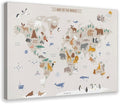 KIPNG Kids World Map - Playroom Animal World Map - Nursery Educational Poster Canvas Poster Bedroom Sports Landscape Office Room Gift Frame-style20x30inch(50x75cm)