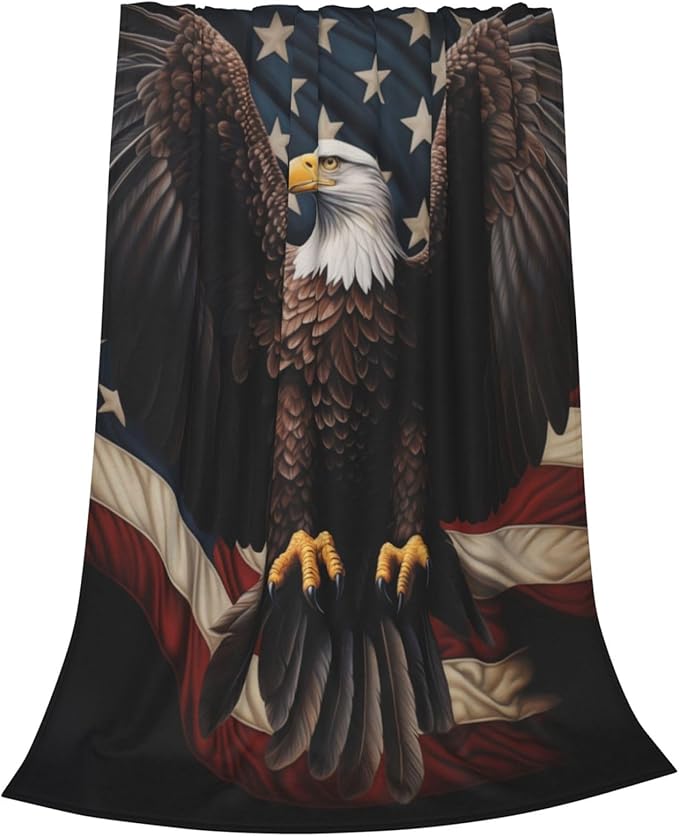 American Eagle Flag Blanket Gifts for Women Men Kids Bald Eagle Flannel Throw Blankets Soft Fuzzy Lightweight for Home Decor Couch Bed Sofa 50x40 Inches