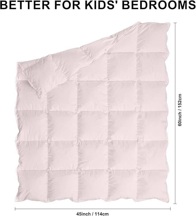 zzlamb Toddler Comforter Baby Down Blanket, Lightweight & Breathable Small Crib Quilt All Season Duvet Insert, Soft Noiseless Shell Down Proof Machine Washable, Cherry Pink 45x60in