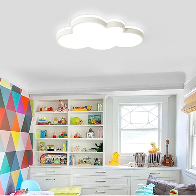 Cloud Shape LED Ceiling Light Fixture,27 Inch Modern Recessed Ceiling Lights, Dimmable Light,White 42W Close to Ceiling Lighting Flush Mount Living Room Bedroom,3000K-6000K