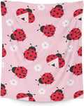 Ladybug Blanket for Girls - 30 x 40 Inches Cute Lady Bug Gifts for Kids - Soft Fuzzy Pink Throw Blankets for Crib, Lap