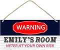 Personalized Name's Red-label warning-styleNursery Kid's Children's Girls Bedroom Door Sign Wood Plaque Sign Wall Decor Gift