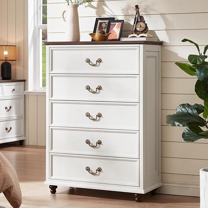 Bedroom Dresser Sets, 54" Wide 7 Drawers Dresser and 45" Tall 5 Drawers Dresser, Wooden 2 Piece Bedroom Furniture Set, Chest of Drawer for Bedroom, Home, Living Room, Hallway, White