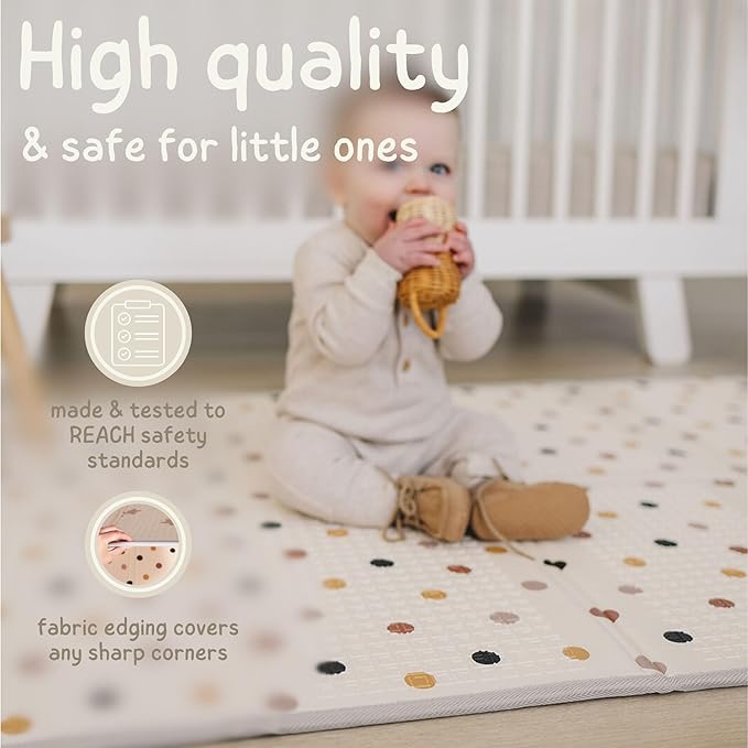 Baby Play Mat, Thick Foam Stars Design, Foldable Waterproof Mat for Crawling, Padded (79 x 59 Inches)