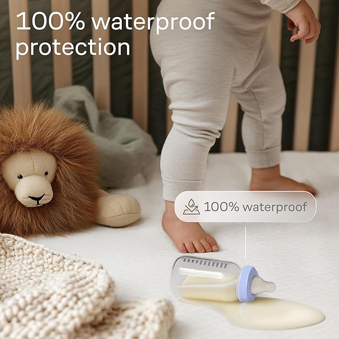 Niagara 1 Pack Viscose Made from Bamboo 100% Waterproof Crib Mattress Protector, Soft Breathable Crib Mattress Protector with Deep Pocket, Crib Mattress Pad for Toddler and Baby (52x28, Grey)