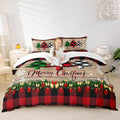 Manfei Plaid Tree Duvet Cover Set Queen Size, Wooden Stripe Print Bedding Set 3pcs for Kids Boys Girls Bedroom Decor, Christmas Theme New Year Comforter Cover with 2 Pillowcases,No Comforter
