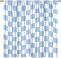 Blue Checkered Curtains,70s Vintage Twisted Checkered Window Drapes Colorful Groovy Trendy Wavy Hippie Grid Print Window Treatments for Kids Girls Bedroom Living Room 42" W X 63" L