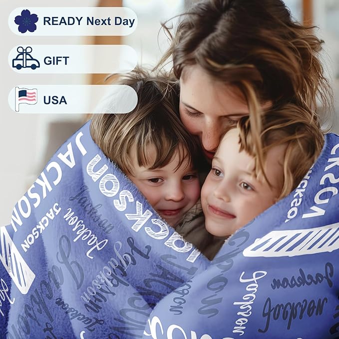 Ships Next Day, Personalized Blanket for Teen Boys Girls, Custom Blanket with Name Customized Flannel Throw Christmas Birthday Blanket Gifts for Kids or Adult