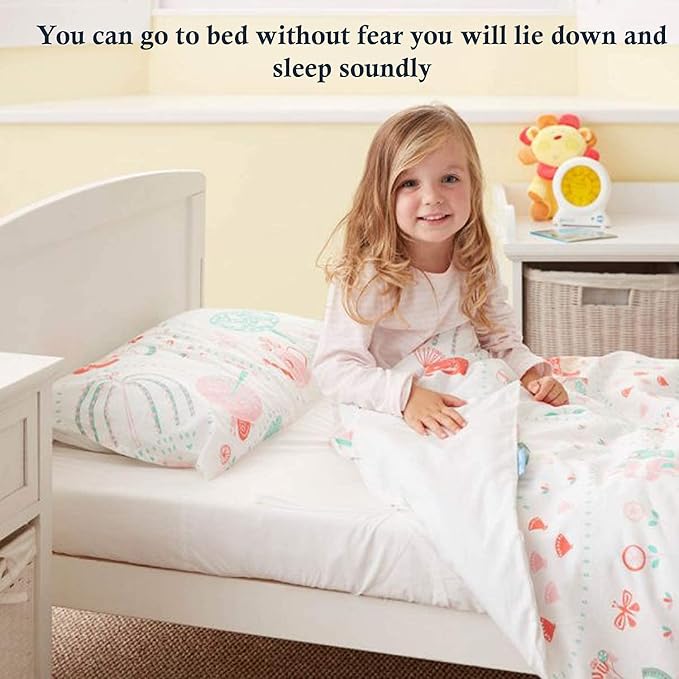 PLAIN PRINTED LINEN 3-Piece Toddler Sheet Set, 100% Cotton Fitted Sheet, Flat Sheet and Envelope Pillowcase, Toddler Bed Set, Mini Crib Sheets (White Solid)