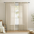 Dreaming Casa Taupe Sheer Curtains 84 Inches Long, Rod Pocket & Back Tab Light Filtering Textured Sheers for Living Room Bedroom, 2 Panels, Each 52" W x 84" L
