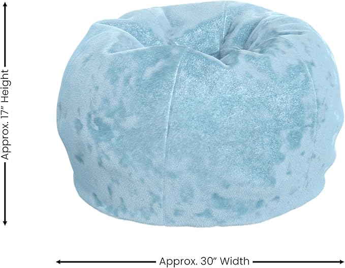 EMMA + OLIVER Daisy Small Teal Furry Bean Bag Chair for Kids and Teens
