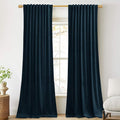 StangH Velvet Curtains 132 inches Long Navy Blue High Ceiling Tall Curtains Back Tab Blackout Thermal Insulated Window Drapes for Living Dining Room Office, W52 x L132, 2 Panels