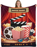 Movie Theme Blanket Gifts for Women Girls, Movie Night Supplies, Movies Theater Gift for Movies Lover Gifts for Christmas, Ideal Theater Decor for Sofa Couch Bed, Theatre Gift Blanket 50"x60"