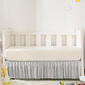 Light Grey Satin Crib Bed Skirt, 52" x 28" with 14" Drop Silky Soft Baby Crib Skirt for Baby Girls or Boys, Fit for Standard Crib & Toddler Bedding