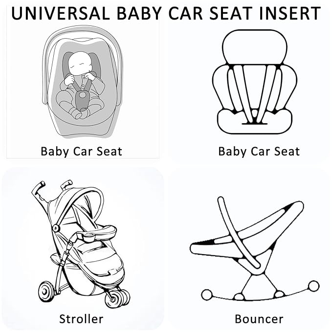 2 in 1 Infant Car Seat Insert, Car Seat Head Support Baby Girls Boys, Soft Newborn Carseat Insert Cushion, Perfect for Carseats, Strollers, Swings (White Flower)