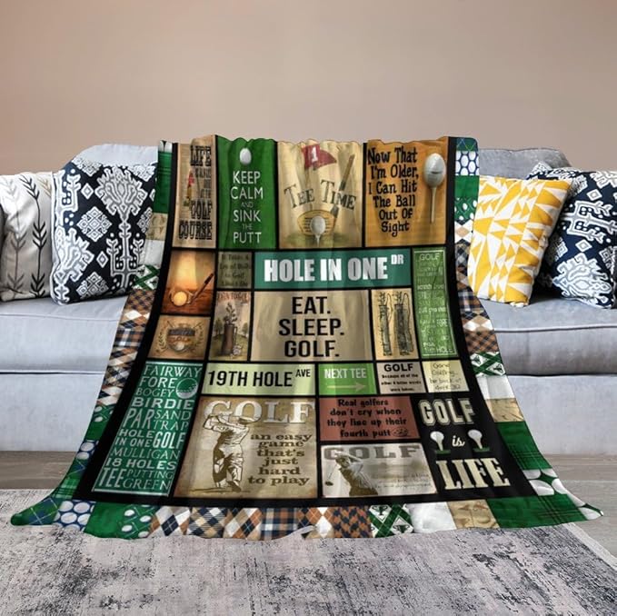 Golf Blanket Gifts for Golf Lovers Golf Throw Blanket for Women Men Adults Soft Warm Cozy Fleece Blanket for Couch Sofa Bed 60"x80"