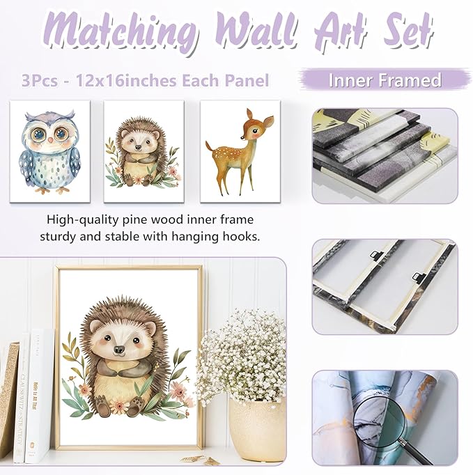 Personalized Baby Crib Bedding Set, 5 Pcs Custom Name Nursery Bedding Set for Girls Boys, Forest Animals Baby Crib Set for Toddlers Infants, Double Layer Bedding Crib Sets Customized Gifts