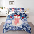 Feelyou Christmas Kids Comforter Set Toddler Size Snowman Purple Blue Gradient Bedding Set Xmas Snowflakes Duvet Quilt for Kids Boys Girls Bedroom Winter Snow Decor Microfiber Ultra Soft Breathable