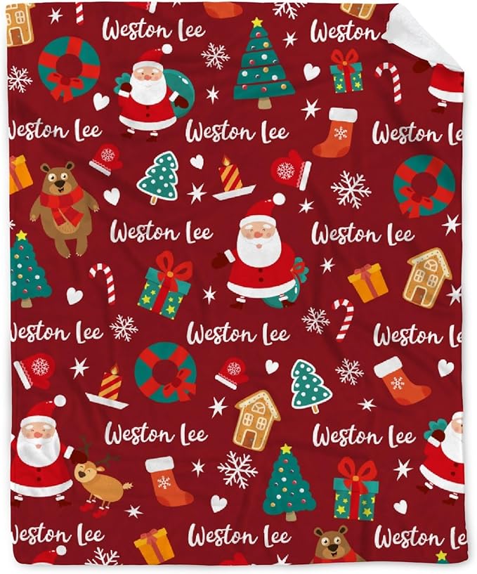 Custom Christmas Blanket | Personalized Blanket for Boys Girls | Plush Cozy Customized Name Blanket | Personalized Gifts Name Blanket for Birthday Christmas | 60"x80"-Adults/Twin Size