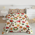 jejeloiu Merry Christmas Comforter Set Twin Size Cute Snowman Bedding Set for Kids Boys Girls Gingerbread Man Duvet Quilt Beige Bedroom Decor