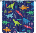 Dinosaurs Blackout Curtains Cute Cartoon Animals Dino Tropical Plant Colorful Art Print for Kids Boys Bedroom Living Room Rod Pocket Decoration Window Drapes 2 Panels W27.5xL63in