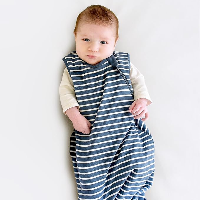 Woolino Merino Wool and Organic Cotton Baby Sleep Bag - 4 Season Classic Sleep Sack - Two-Way Zipper Sleeping Bag for Baby & Toddler - 18-36 Months - Navy Blue