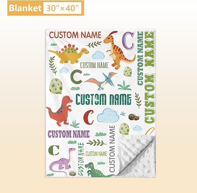 Personalized Baby Bedding Set, 5 Pcs Custom Baby Crib Sets with Name, Dino Toddler Bedding Set for Baby Boys Girls, Double Layer Flannel Nursery Bedding Set, Customized Gifts for Kids Infants