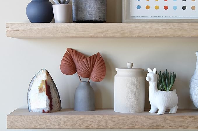 Urban Legacy Unfinished White Oak Floating Shelves | Easy to Install Accent Modern Floating Shelves with Floating Shelf Brackets| Set of 2, (48" x 7" x 2")