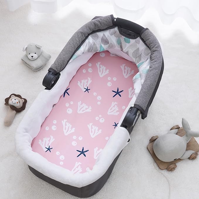 PHF 3 Pack Soft Bassinet Sheets, Mermaid Breathable Comfy Cradle Sheets for Baby Girls, No Slip Universal Fit for Most Cradle and Bassinet Mattress, Mermaid