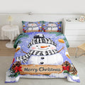 Feelyou Merry Christmas Comforter Set All Season Cute Snowman Bedding Set with 2 Pillow Cases Snowflake Microfiber Kids Full Bedclothes Winter Bedroom Decor Duvet Quilt Breathable Soft Lightweight