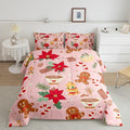 Feelyou Cute Gingerbread Man Bedding Set for Kids Boys Girls Queen Size Christmas Trees Comforter Set Ultra Soft Candy Comforter Dessert Duvet Quilt Bedroom Decor Christmas Decor Quilt