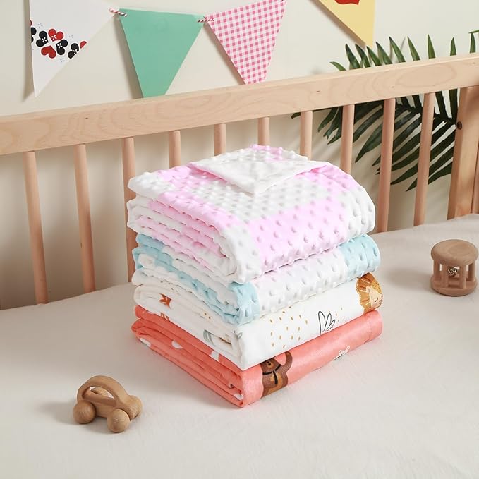 iEvolve Baby Nursery Bed Blankets Ultra Soft Double Layer Mini Blanket Minky Blanket Receiving Blankets Shower Gifts(Lion,45 * 60in)