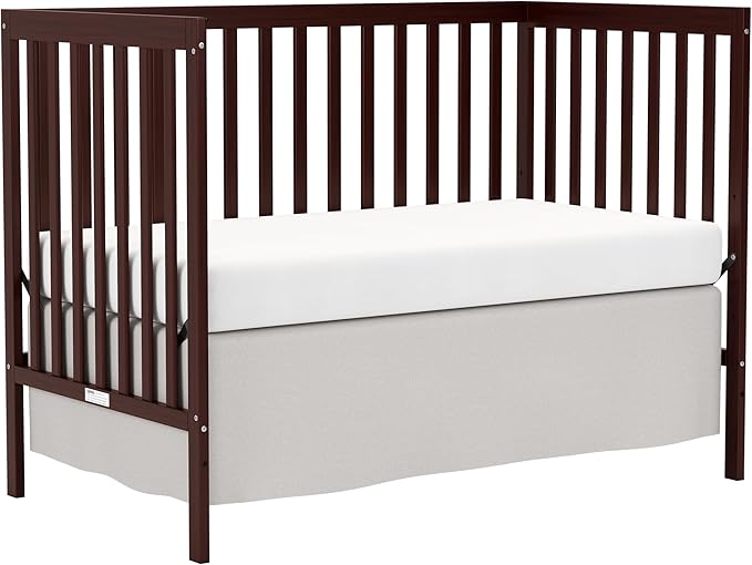 Baby Crib 5-in-1 Convertible, Wooden Nursery Cribs Converts to Toddler Bed, Daybed and Full Size Bed, 3 Adjustable Base, Non-Toxic Finish