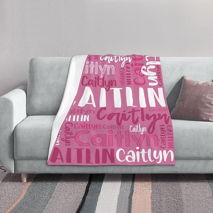 Dr.TOUGH Personalized Blankets with Name Customized Baby Blankets for Girls Boys Adults Monogrammed Blankets and Throws Christmas Birthday Mothers Fathers Valentines Day Gift (Petal Pink,60''×80'')