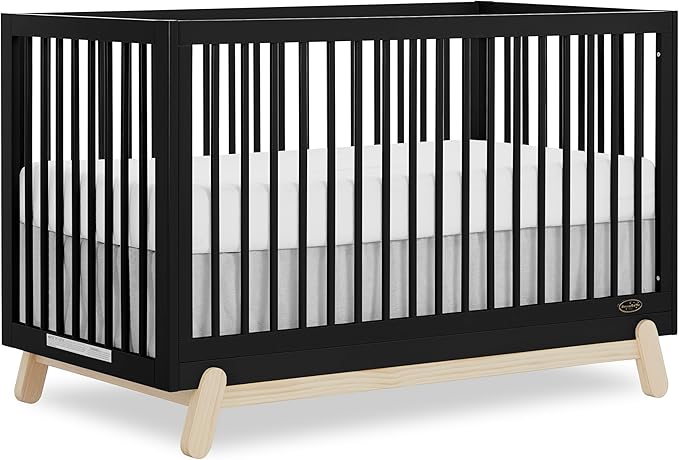Dream On Me Hygge 5-in-1 Convertible Full-Size Baby Crib in Matte Black Vintage, GreenGuard Gold & JPMA, Converts to Toddler, Day & Full-Size Bed, Adjustable Mattress Heights, Modern Nursery