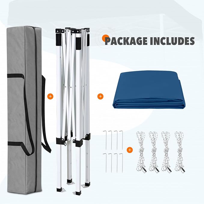 EAGLE PEAK 5x5 Pop Up Canopy Tent Instant Outdoor Canopy Easy Set-up Straight Leg Folding Shelter, Dark Blue