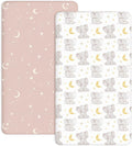 Crib Sheets for Boys and Girls, 2 Pack Fitted Baby Sheets for Standard Toddler Mattress 28" x 52", Soft Breathable Jersey Knit Baby Bedding (Elephant Dream)
