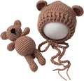 Zeroest Newborn Baby Boy Girl Photography Props Bear Hat Outfits Crochet Kint Handmade Cap Set for Newborn Photo Shoot